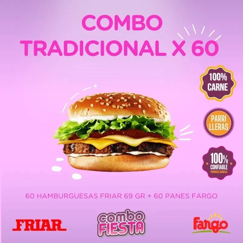 COMBO TRADICIONAL X 60 UN FRIAR - 100% carne